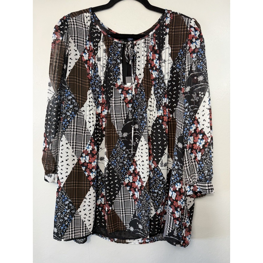 NWT Tommy Hillfiger Plus‎ Size Multi Pattern Blouse Size 1X